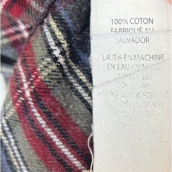 LL Bean Red Stewart Scotch Plaid Flannel Long Sleeve Button Up Traditional Fit - Picture 9 of 9